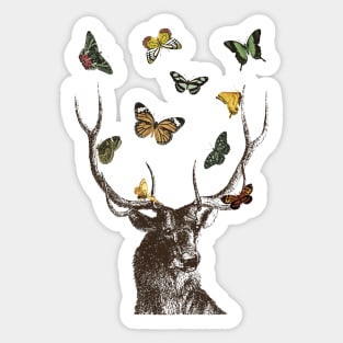 Stag and Butterflies Sticker